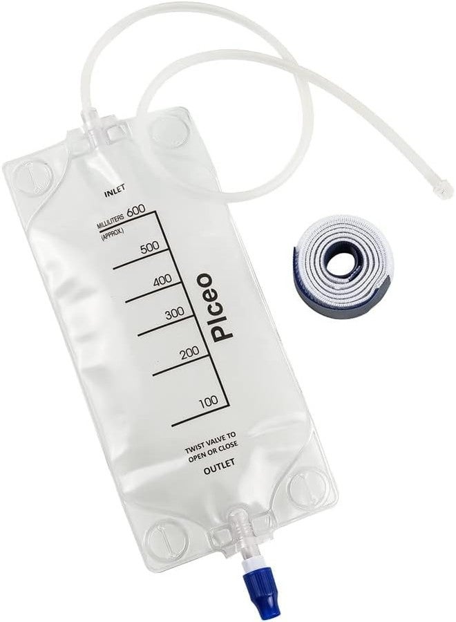 Plceo Depot with Clear 600ml Drainage Bag, Twist Drain Valve, 24 Inch Tubing,nephrostomy Bag (5 Pack) - Image 1